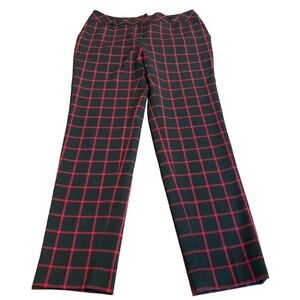 White House Black Market Red Black Plaid Slim Ankle Pants Size 4S Career Inseam